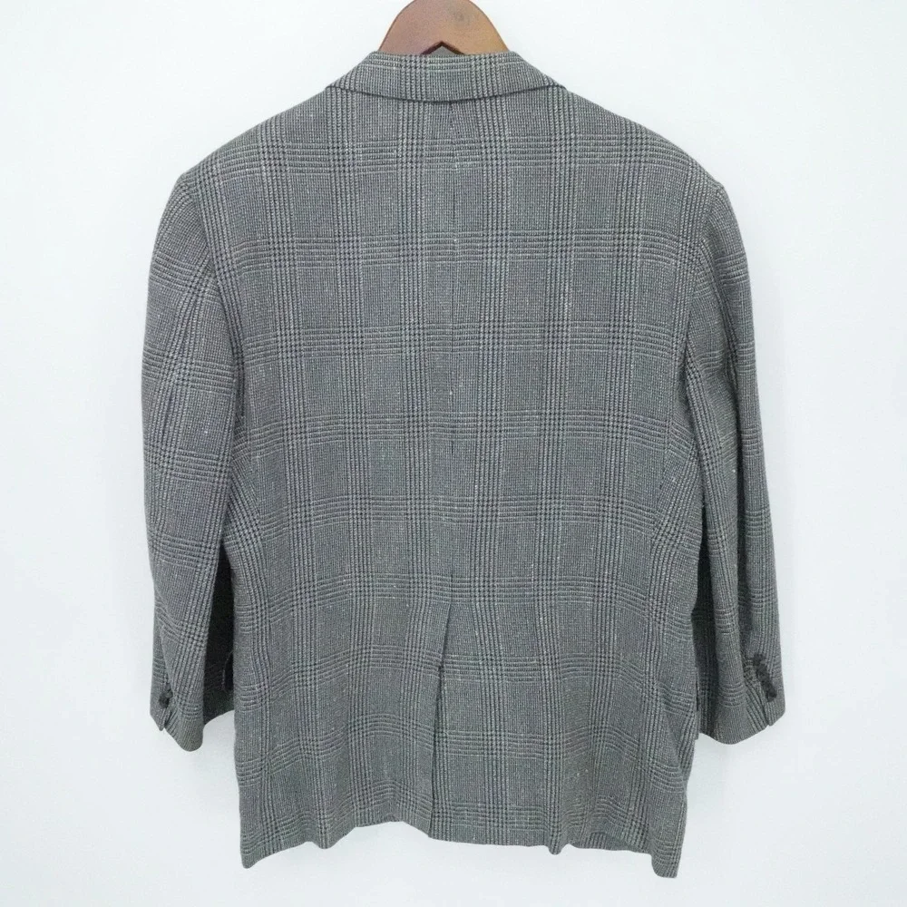 Oxxford Clothes Neiman Marcus Sport Coat Mens 44S Gray‎ Glen Plaid Wool